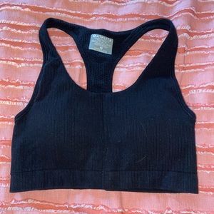 athleta black ribbed sports bra